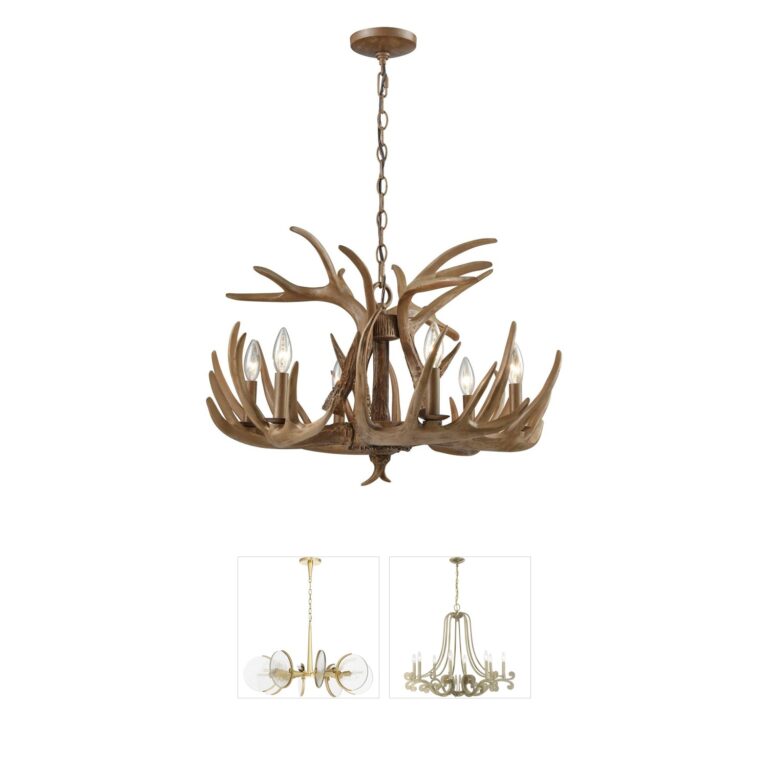 Atlas Lighting & Home Elk Wood Tone Chandelier
