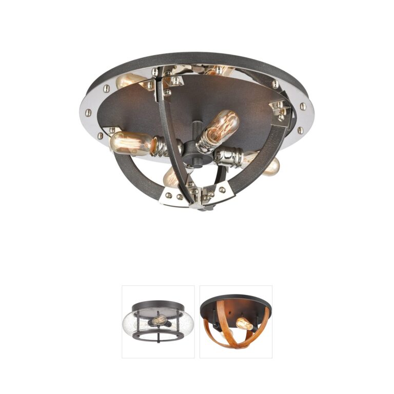 Atlas Lighting & Home Riveted Plate 4-Light Steel Flush Mount