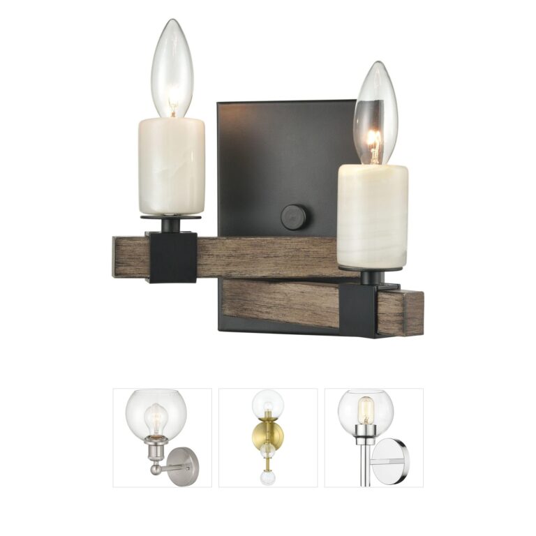 Atlas Lighting & Home Stone Manor 2-Light Matte Black and Aspen Stone Sconce