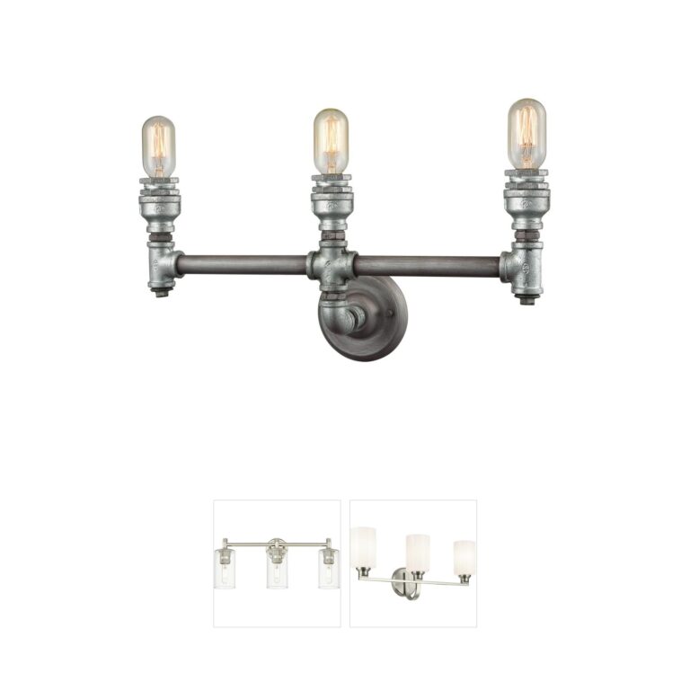 Atlas Lighting & Home Cast Iron Pipe 22-Inch Weathered Zinc 3-Light Vanity