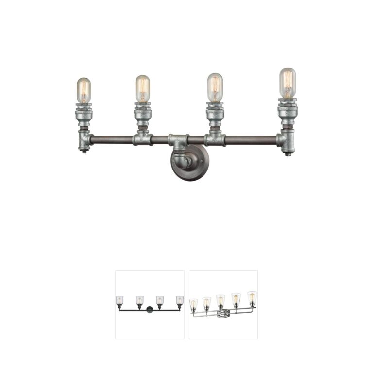 Atlas Lighting & Home Cast Iron Pipe 4-Light Weathered Zinc Vanity Light