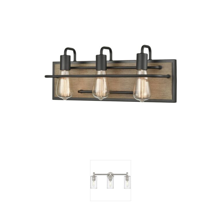 Atlas Lighting & Home Copley 20-Inch 3-Light Matte Black and Aspen Vanity Light