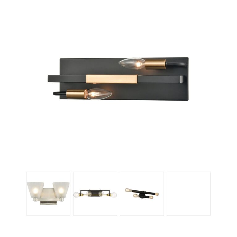 Atlas Lighting & Home Heathrow 2-Light Matte Black & Satin Brass Steel Vanity Light