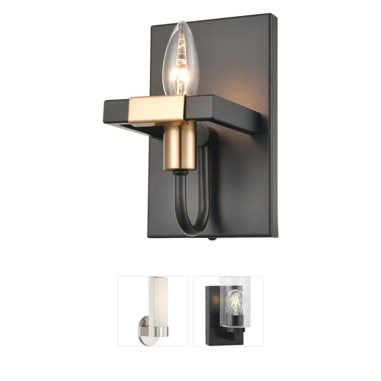 Atlas Lighting & Home Heathrow Steel Vanity Sconce with Matte Black & Satin Brass