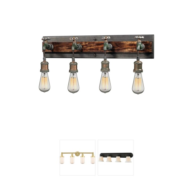Atlas Lighting & Home Jonas Multi-Tone Weathered Metal & Wood 4-Light Vanity Light