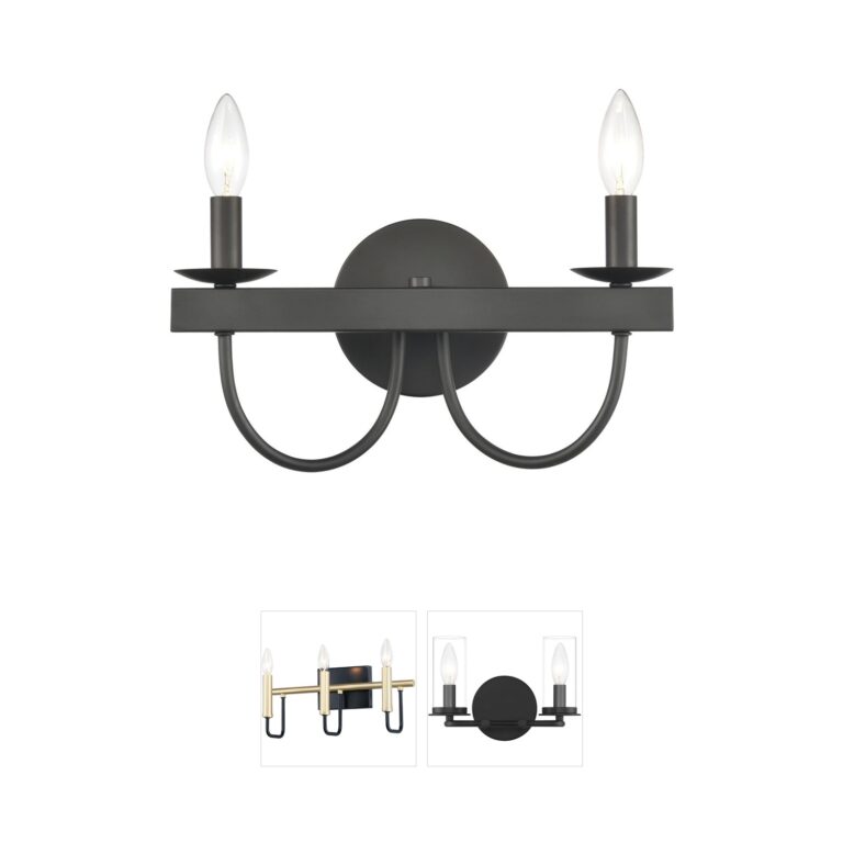 Atlas Lighting & Home Williamson Black Steel 2-Light Vanity Light