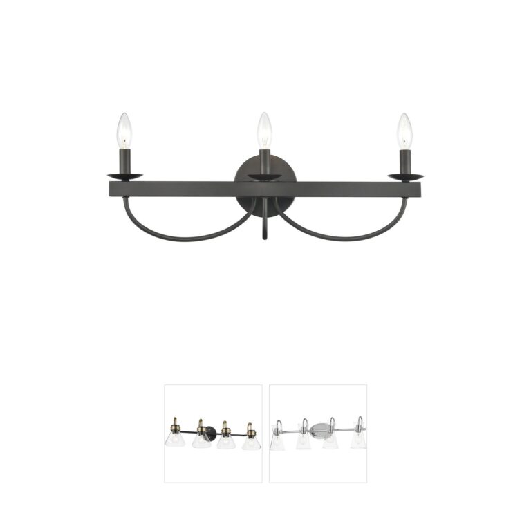 Atlas Lighting & Home Williamson 24-Inch 3-Light Black Steel Vanity Light