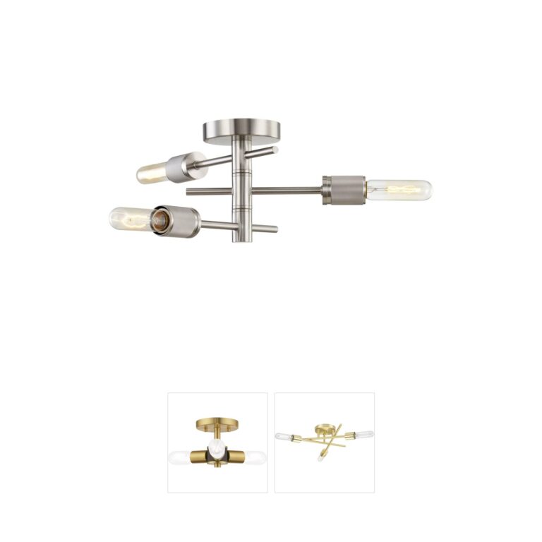 Atlas Lighting & Home Module 15-Inch 3-Light Satin Nickel Semi-Flush Mount