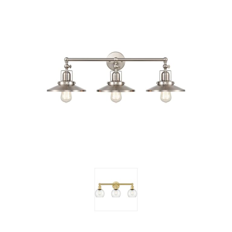 Atlas Lighting & Home English Pub 3-Light Satin Nickel Steel Vanity Light