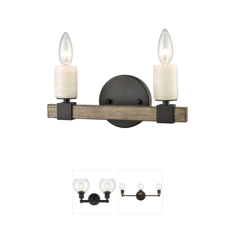 Atlas Lighting & Home Stone Manor Steel & Stone 2-Light Vanity Light