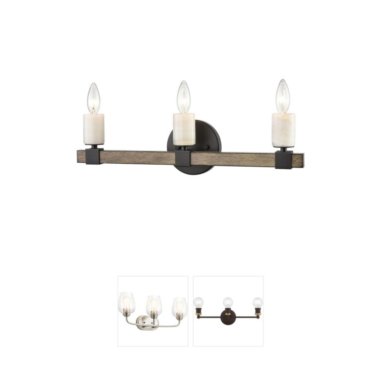 Atlas Lighting & Home Stone Manor 21" 3-Light Matte Black Steel & Stone Vanity Light