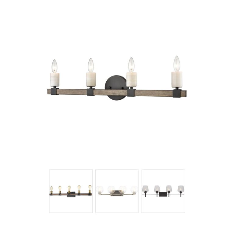 Atlas Lighting & Home Stone Manor 30'' 4-Light Steel & Stone Vanity Light