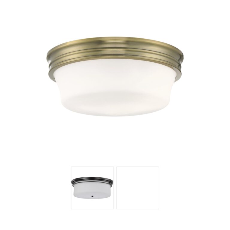 Atlas Lighting & Home Galen Antique Brass Steel & Opal Glass Flush Mount