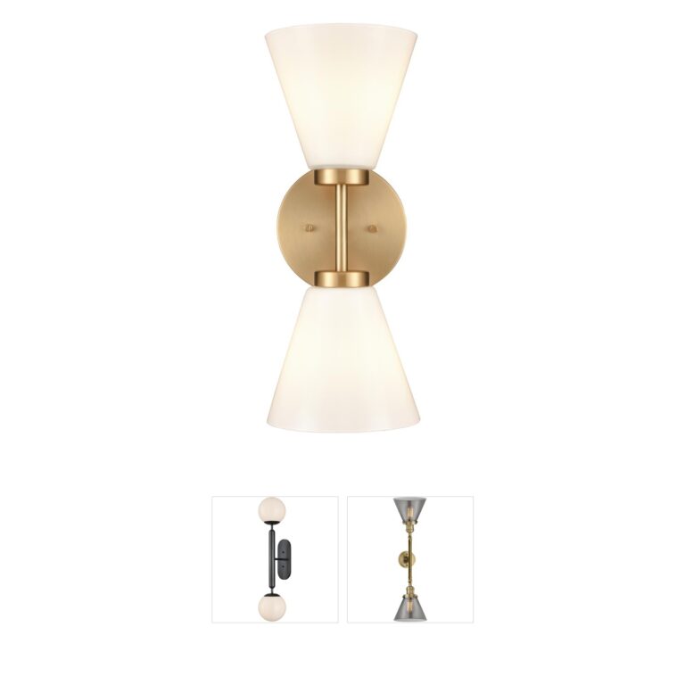 Atlas Lighting & Home Houghton 2-Light Brushed Gold Vanity with Opal Glass