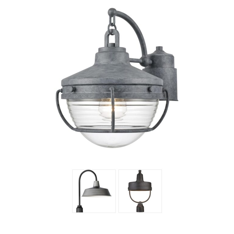 Atlas Lighting & Home Eastport Aged Zinc Outdoor Post Light with Ribbed Glass