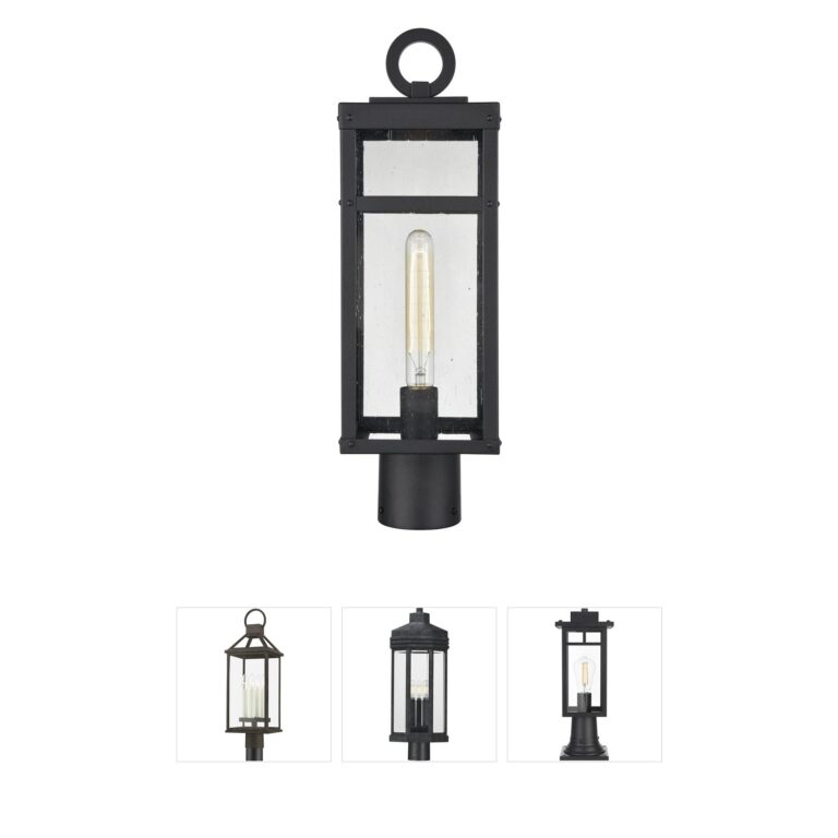 Atlas Lighting & Home Dalton Textured Black Outdoor Post Light with Seeded Glass