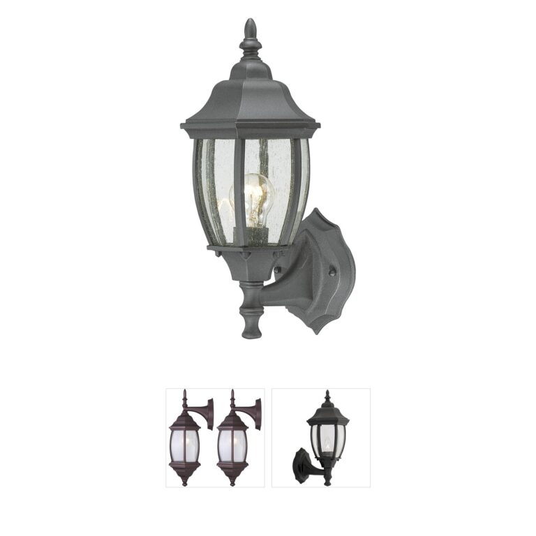 Atlas Lighting & Home Covington Black Metal & Seeded Glass Outdoor Wall Sconce