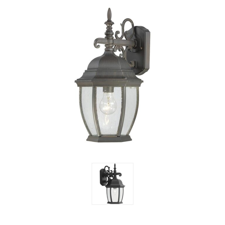 Atlas Lighting & Home Covington Painted Bronze Outdoor Wall Sconce with Seeded Glass