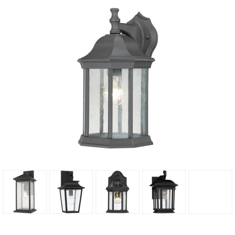 Atlas Lighting & Home Hawthorne Black Metal Outdoor Sconce with Seeded Glass