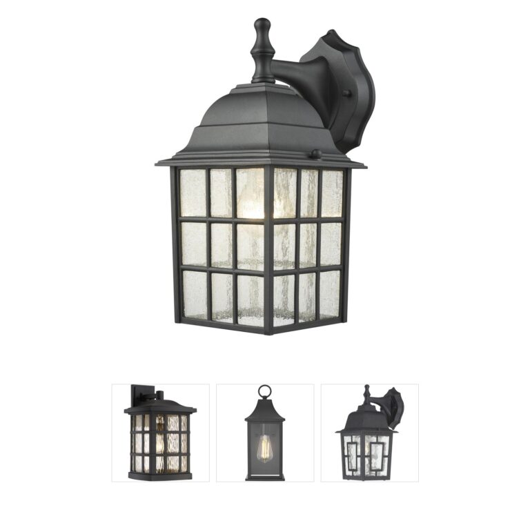 Atlas Lighting & Home Whitby Satin Black Outdoor Wall Sconce with Seeded Glass