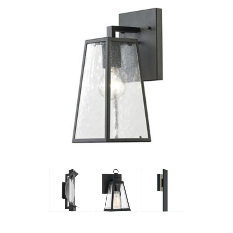 Atlas Lighting & Home Meditterano Matte Black and Seeded Glass Outdoor Wall Sconce