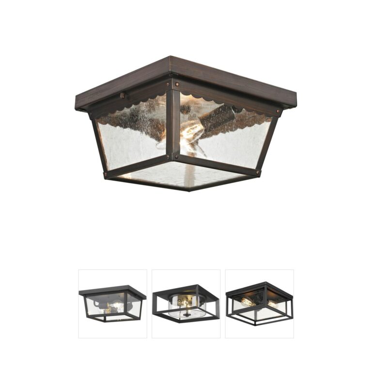 Atlas Lighting & Home Springfield Hazelnut Bronze Metal Outdoor Flush Mount with Seeded Glass