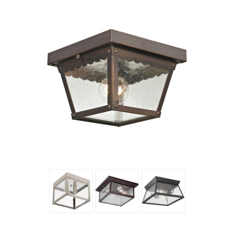Atlas Lighting & Home Springfield Square Seeded Glass Outdoor Flush Mount