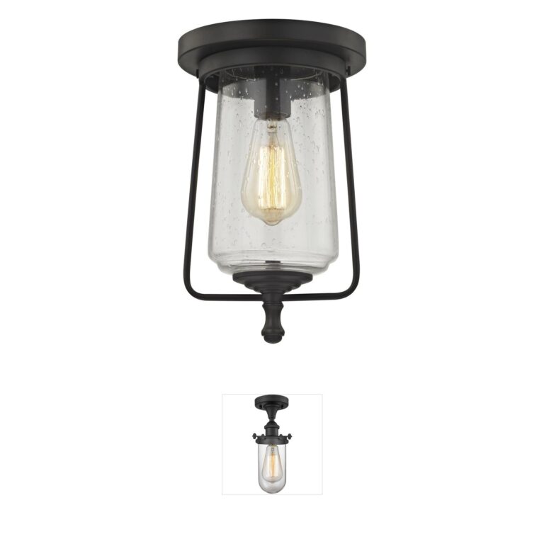 Atlas Lighting & Home Hamel Seeded Glass Flush Mount in Oil Rubbed Bronze