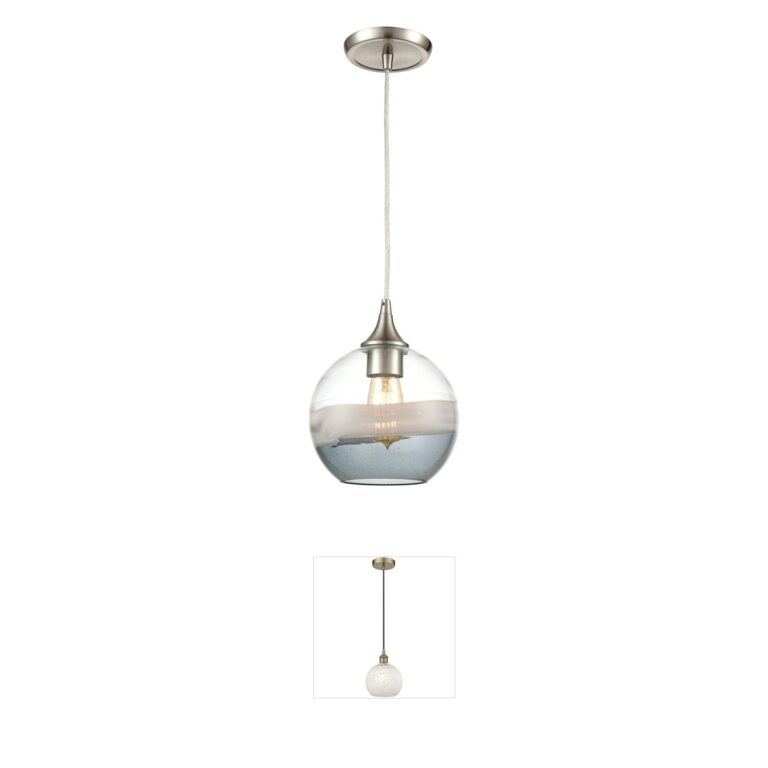 Atlas Lighting & Home Sutter Creek 8-Inch Satin Nickel Mini Pendant with Smoke Swirl Glass