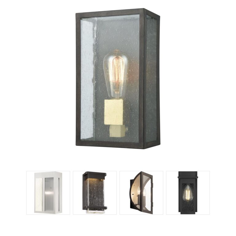 Atlas Lighting & Home McKenzie Blackened Bronze Seeded Glass Outdoor Sconce