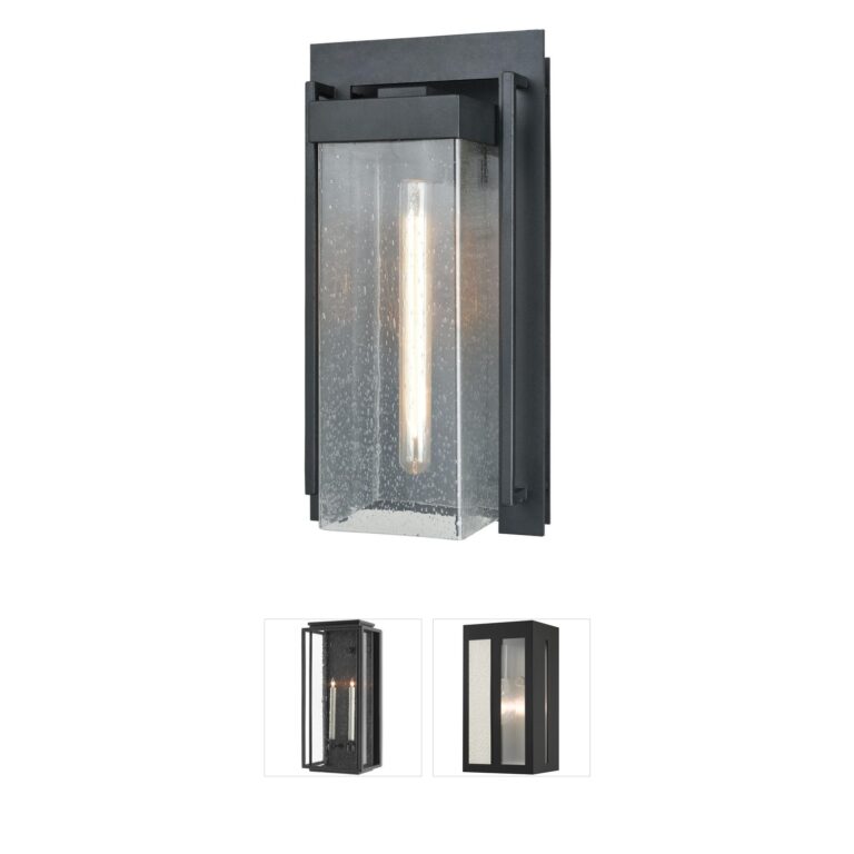 Atlas Lighting & Home Overton Steel & Seeded Glass Outdoor Sconce