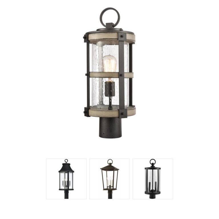 Atlas Lighting & Home Annenberg 19" Anvil Iron Post Light with Seeded Glass
