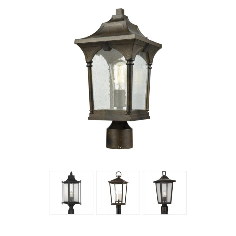 Atlas Lighting & Home Loringdale Hazelnut Bronze Outdoor Post Light with Seeded Glass