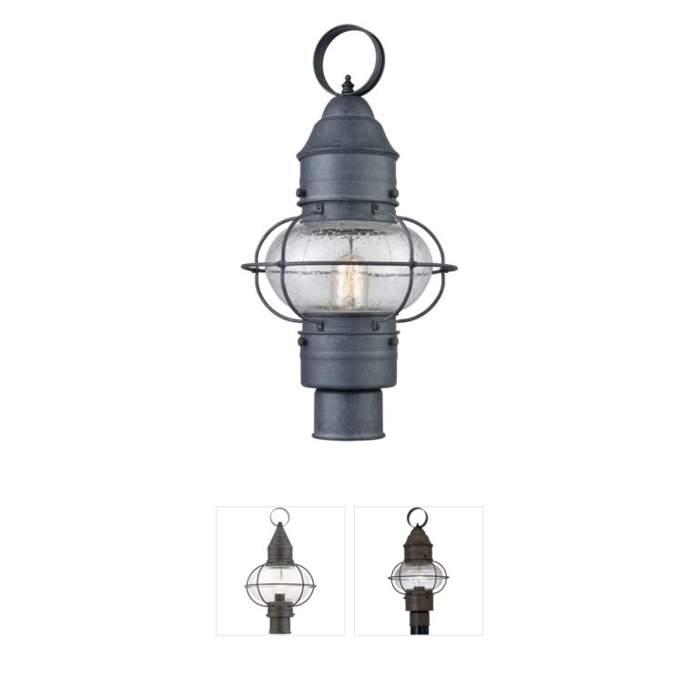Atlas Lighting & Home Onion 19-Inch Aged Zinc Outdoor Post Light with Seeded Glass