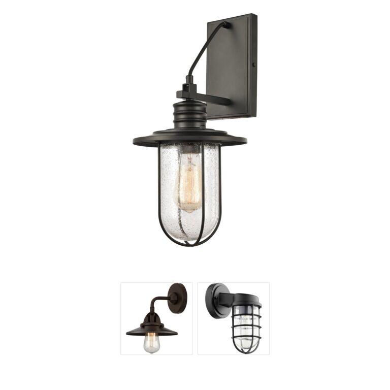 Atlas Lighting & Home Lakeshore Drive Matte Black Seeded Glass Wall Sconce
