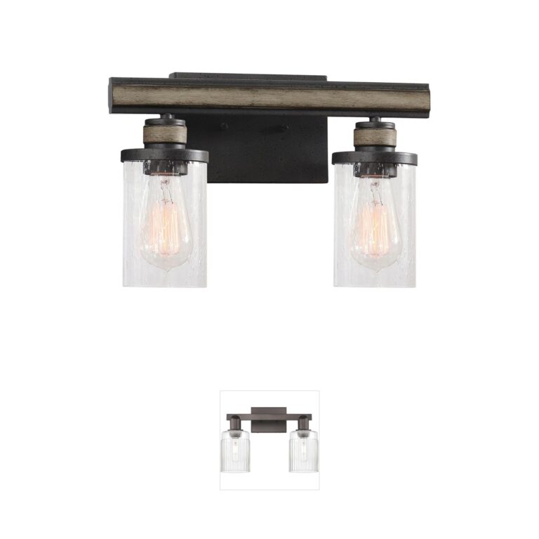 Atlas Lighting & Home Beaufort Metal Vanity Light with Seeded Glass
