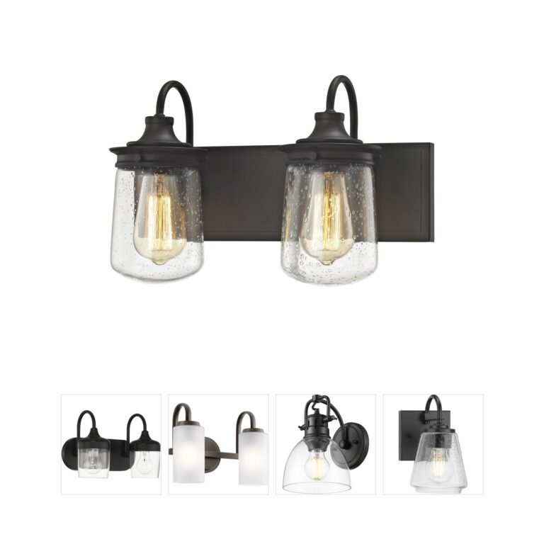Atlas Lighting & Home Hamel 2-Light Oil Rubbed Bronze Vanity Light with Seeded Glass