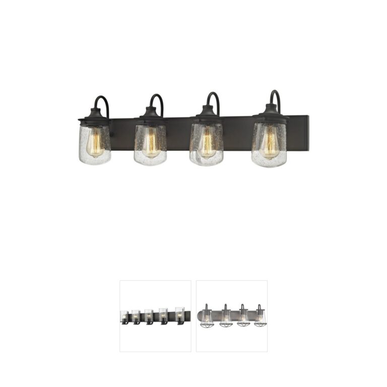 Atlas Lighting & Home Hamel 4-Light Oil Rubbed Bronze Seeded Glass Vanity Light