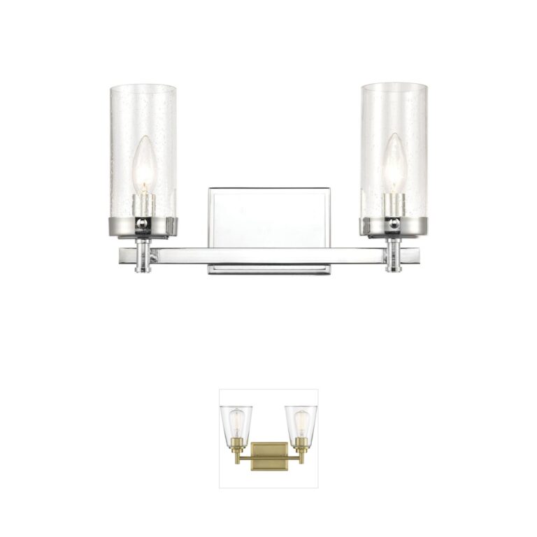 Atlas Lighting & Home Melinda 15" 2-Light Polished Chrome Vanity with Seeded Glass