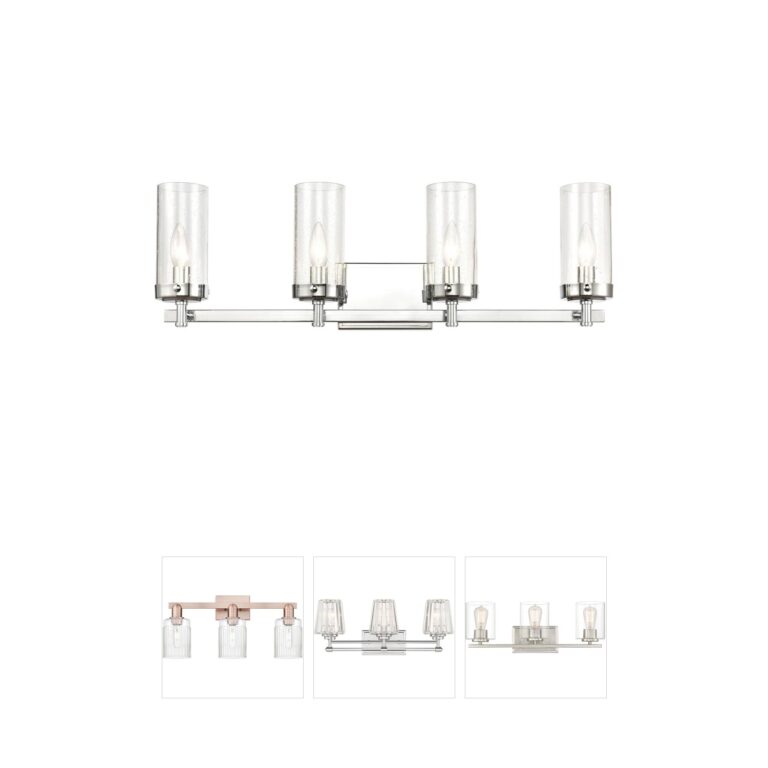Atlas Lighting & Home Melinda 4-Light Polished Chrome Vanity Light with Clear Seeded Glass