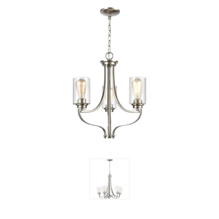 Atlas Lighting & Home Market Square Brushed Nickel Seeded Glass Chandelier