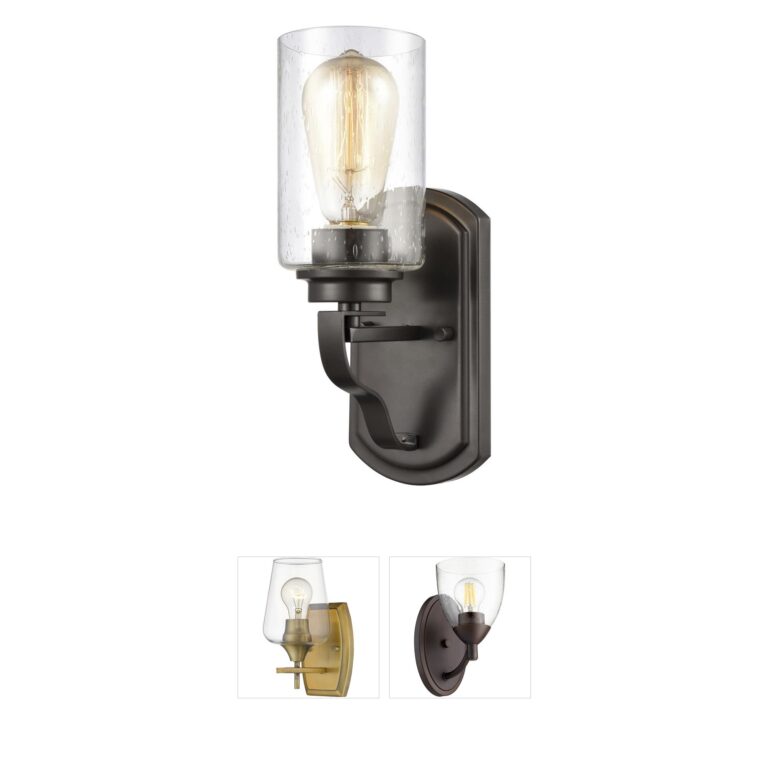 Atlas Lighting & Home Market Square Bronze Seeded Glass Sconce