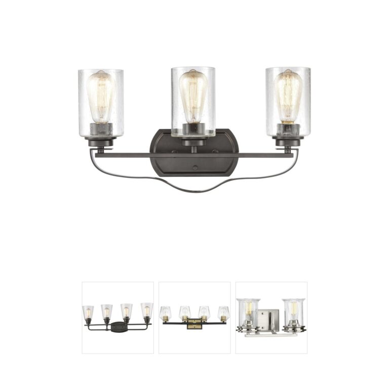 Atlas Lighting & Home Market Square 3-Light Seeded Glass Vanity Light