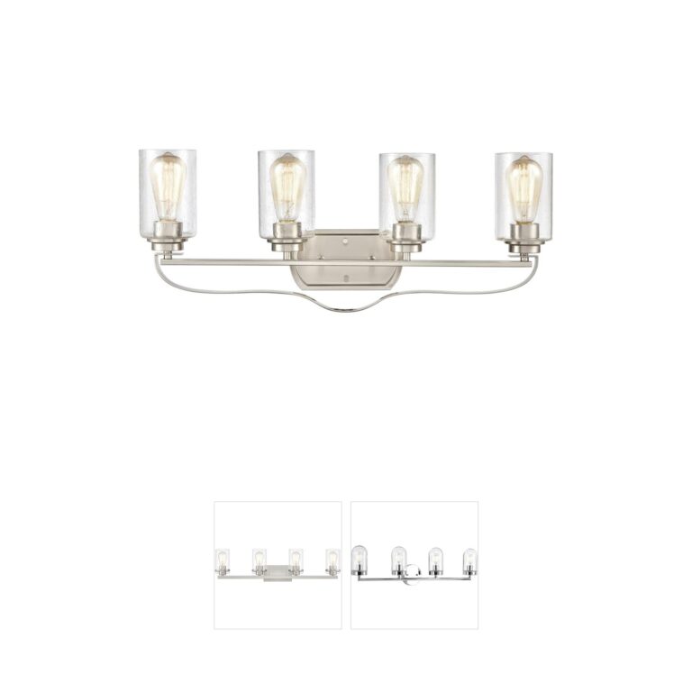 Atlas Lighting & Home Market Square 4-Light Seeded Glass Vanity Light
