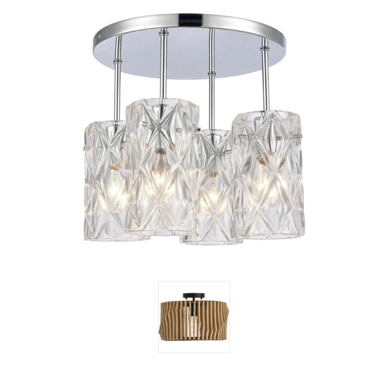 Atlas Lighting & Home Forma de Crystal Polished Chrome Round Crystal Semi-Flush Mount