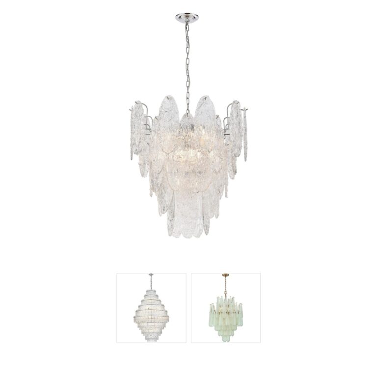 Atlas Lighting & Home Frozen Cascade 9-Light Polished Chrome and Textured Glass Chandelier