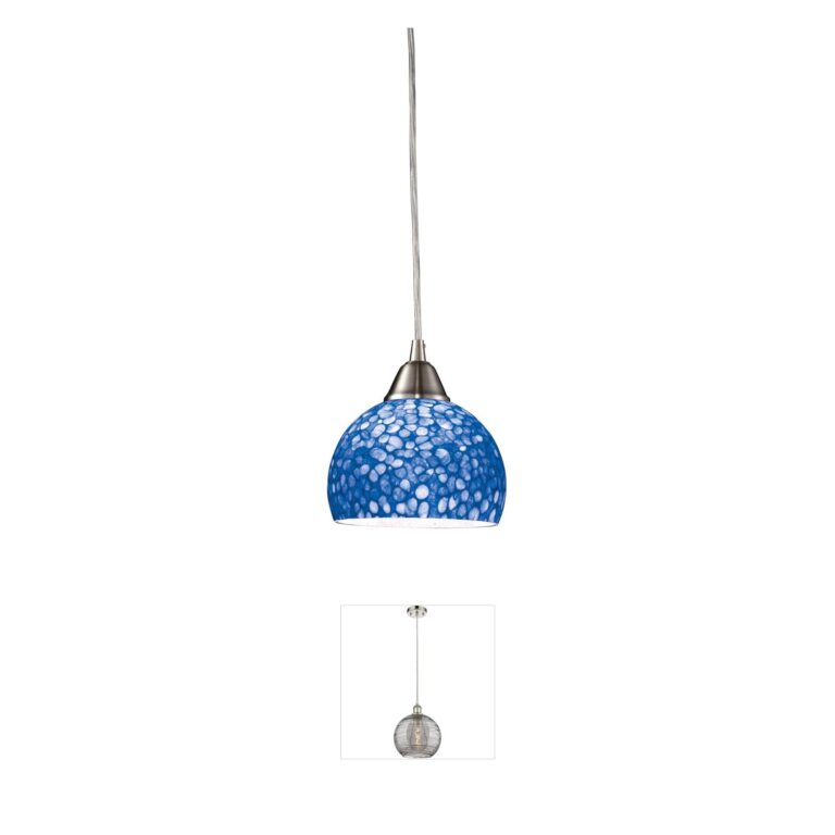 Atlas Lighting & Home Cira Blue Pebbled Glass Mini Pendant