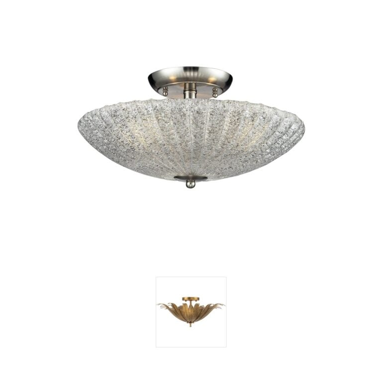 Atlas Lighting & Home Luminese Satin Nickel Sugar Glass Semi-Flush Mount