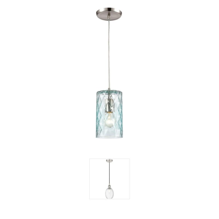Atlas Lighting & Home Diamond Pleat Aqua Glass Mini Pendant