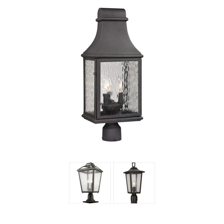 Atlas Lighting & Home Forged Jefferson 3-Light Charcoal Steel Outdoor Post Light